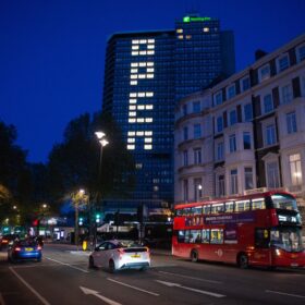 London hotels have officially declared themselves ‘OPEN’ – using room lights on different floors